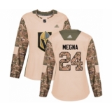 Women's Vegas Golden Knights #24 Jaycob Megna Authentic Camo Veterans Day Practice Hockey Jersey