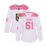 Women's Vegas Golden Knights #61 Mark Stone Authentic White Pink Fashion Hockey Jersey