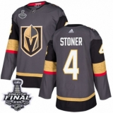Youth Adidas Vegas Golden Knights #4 Clayton Stoner Authentic Gray Home 2018 Stanley Cup Final NHL Jersey