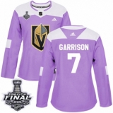 Women's Adidas Vegas Golden Knights #7 Jason Garrison Authentic Purple Fights Cancer Practice 2018 Stanley Cup Final NHL Jersey