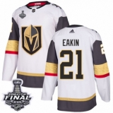 Women's Adidas Vegas Golden Knights #21 Cody Eakin Authentic White Away 2018 Stanley Cup Final NHL Jersey