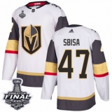 Men's Adidas Vegas Golden Knights #47 Luca Sbisa Authentic White Away 2018 Stanley Cup Final NHL Jersey