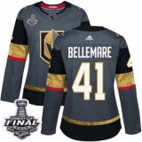 Women's Adidas Vegas Golden Knights #41 Pierre-Edouard Bellemare Authentic Gray Home 2018 Stanley Cup Final NHL Jersey