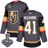 Youth Adidas Vegas Golden Knights #41 Pierre-Edouard Bellemare Authentic Gray Home 2018 Stanley Cup Final NHL Jersey