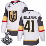Youth Adidas Vegas Golden Knights #41 Pierre-Edouard Bellemare Authentic White Away 2018 Stanley Cup Final NHL Jersey