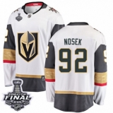 Men's Vegas Golden Knights #92 Tomas Nosek Authentic White Away Fanatics Branded Breakaway 2018 Stanley Cup Final NHL Jersey