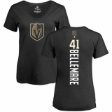 NHL Women's Adidas Vegas Golden Knights #41 Pierre-Edouard Bellemare Black Backer Slim Fit V-Neck T-Shirt