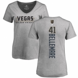 NHL Women's Adidas Vegas Golden Knights #41 Pierre-Edouard Bellemare Gray Backer Slim Fit V-Neck T-Shirt