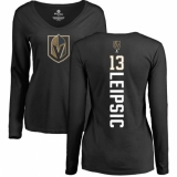 NHL Women's Adidas Vegas Golden Knights #13 Brendan Leipsic Black Backer Slim Fit Long Sleeve T-Shirt