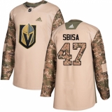 Men's Adidas Vegas Golden Knights #47 Luca Sbisa Authentic Camo Veterans Day Practice NHL Jersey