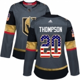 Women's Adidas Vegas Golden Knights #20 Paul Thompson Authentic Gray USA Flag Fashion NHL Jersey