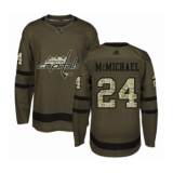 Men's Washington Capitals #24 Connor McMichael Authentic Green Salute to Service Hockey Jersey