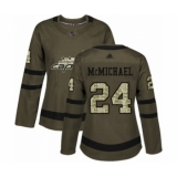 Women's Washington Capitals #24 Connor McMichael Authentic Green Salute to Service Hockey Jersey