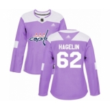Women's Washington Capitals #62 Carl Hagelin Authentic Purple Fights Cancer Practice Hockey Jersey