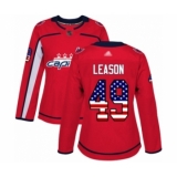 Women's Washington Capitals #49 Brett Leason Authentic Red USA Flag Fashion Hockey Jersey