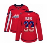 Women's Washington Capitals #33 Radko Gudas Authentic Red USA Flag Fashion Hockey Jersey