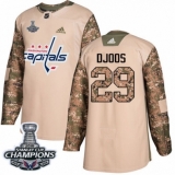 Men's Adidas Washington Capitals #29 Christian Djoos Authentic Camo Veterans Day Practice 2018 Stanley Cup Final Champions NHL Jersey