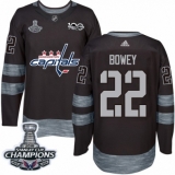Men's Adidas Washington Capitals #22 Madison Bowey Authentic Black 1917-2017 100th Anniversary 2018 Stanley Cup Final Champions NHL Jersey