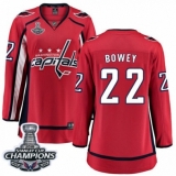 Women's Washington Capitals #22 Madison Bowey Fanatics Branded Red Home Breakaway 2018 Stanley Cup Final Champions NHL Jersey