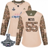 Women's Adidas Washington Capitals #55 Aaron Ness Authentic Camo Veterans Day Practice 2018 Stanley Cup Final Champions NHL Jersey