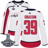 Women's Adidas Washington Capitals #39 Alex Chiasson Authentic White Away 2018 Stanley Cup Final Champions NHL Jersey