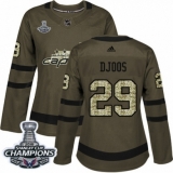 Women's Adidas Washington Capitals #29 Christian Djoos Authentic Green Salute to Service 2018 Stanley Cup Final Champions NHL Jersey