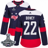 Women's Adidas Washington Capitals #22 Madison Bowey Authentic Navy Blue 2018 Stadium Series 2018 Stanley Cup Final Champions NHL Jersey