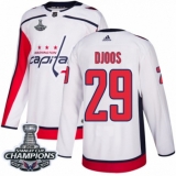 Youth Adidas Washington Capitals #29 Christian Djoos Authentic White Away 2018 Stanley Cup Final Champions NHL Jersey