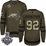 Youth Adidas Washington Capitals #92 Evgeny Kuznetsov Authentic Green Salute to Service 2018 Stanley Cup Final NHL Jersey