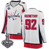 Women's Washington Capitals #92 Evgeny Kuznetsov Fanatics Branded White Away Breakaway 2018 Stanley Cup Final NHL Jersey