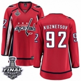 Women's Washington Capitals #92 Evgeny Kuznetsov Fanatics Branded Red Home Breakaway 2018 Stanley Cup Final NHL Jersey