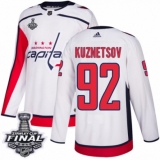 Youth Adidas Washington Capitals #92 Evgeny Kuznetsov Authentic White Away 2018 Stanley Cup Final NHL Jersey