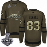 Youth Adidas Washington Capitals #83 Jay Beagle Authentic Green Salute to Service 2018 Stanley Cup Final NHL Jersey