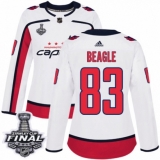 Women's Adidas Washington Capitals #83 Jay Beagle Authentic White Away 2018 Stanley Cup Final NHL Jersey