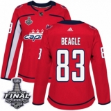 Women's Adidas Washington Capitals #83 Jay Beagle Authentic Red Home 2018 Stanley Cup Final NHL Jersey