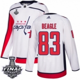 Youth Adidas Washington Capitals #83 Jay Beagle Authentic White Away 2018 Stanley Cup Final NHL Jersey