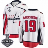 Men's Washington Capitals #19 Nicklas Backstrom Fanatics Branded White Away Breakaway 2018 Stanley Cup Final NHL Jersey