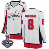 Women's Washington Capitals #8 Alex Ovechkin Fanatics Branded White Away Breakaway 2018 Stanley Cup Final NHL Jersey