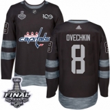 Men's Adidas Washington Capitals #8 Alex Ovechkin Authentic Black 1917-2017 100th Anniversary 2018 Stanley Cup Final NHL Jersey