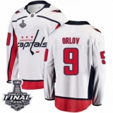 Men's Washington Capitals #9 Dmitry Orlov Fanatics Branded White Away Breakaway 2018 Stanley Cup Final NHL Jersey