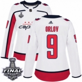 Women's Adidas Washington Capitals #9 Dmitry Orlov Authentic White Away 2018 Stanley Cup Final NHL Jersey