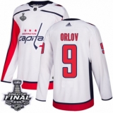 Youth Adidas Washington Capitals #9 Dmitry Orlov Authentic White Away 2018 Stanley Cup Final NHL Jersey