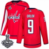 Men's Adidas Washington Capitals #9 Dmitry Orlov Authentic Red Home 2018 Stanley Cup Final NHL Jersey