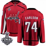 Men's Washington Capitals #74 John Carlson Fanatics Branded Red Home Breakaway 2018 Stanley Cup Final NHL Jersey