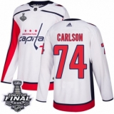 Youth Adidas Washington Capitals #74 John Carlson Authentic White Away 2018 Stanley Cup Final NHL Jersey