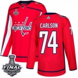 Youth Adidas Washington Capitals #74 John Carlson Authentic Red Home 2018 Stanley Cup Final NHL Jersey