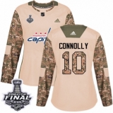 Women's Adidas Washington Capitals #10 Brett Connolly Authentic Camo Veterans Day Practice 2018 Stanley Cup Final NHL Jersey