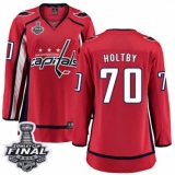 Women's Washington Capitals #70 Braden Holtby Fanatics Branded Red Home Breakaway 2018 Stanley Cup Final NHL Jersey