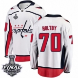 Men's Washington Capitals #70 Braden Holtby Fanatics Branded White Away Breakaway 2018 Stanley Cup Final NHL Jersey