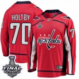 Men's Washington Capitals #70 Braden Holtby Fanatics Branded Red Home Breakaway 2018 Stanley Cup Final NHL Jersey